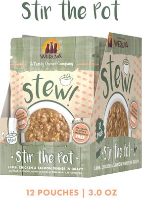 Show full view: Weruva Classic Cat Stir the Pot with Lamb, Chicken & Salmon in Gravy Stew Cat Food Pouches, 3-oz pouch, 12 count slide 3 of 12