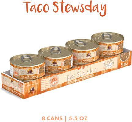 Show full view: Weruva Classic Cat Taco Stewsday Beef, Chicken & Salmon in Gravy Canned Cat Food, 5.5-oz can, case of 8 slide 3 of 12