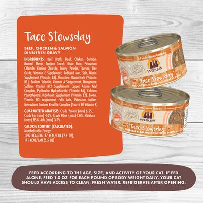 Show full view: Weruva Classic Cat Taco Stewsday Beef, Chicken & Salmon in Gravy Canned Cat Food, 5.5-oz can, case of 8 slide 5 of 12