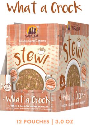 Show full view: Weruva Classic Cat What a Crock Chicken & Salmon in Gravy Stew Cat Food Pouches, 3-oz pouch, 12 count slide 3 of 12