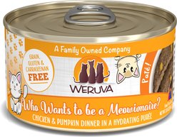 Weruva Classic Cat Who Wants To Be A Meowionaire Chicken & Pumpkin Pate Canned Cat Food, 3-oz can, case of 4