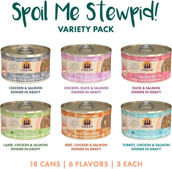 Weruva Classic Stews, Spoil Me Stewpid! Variety Pack Wet Cat Food