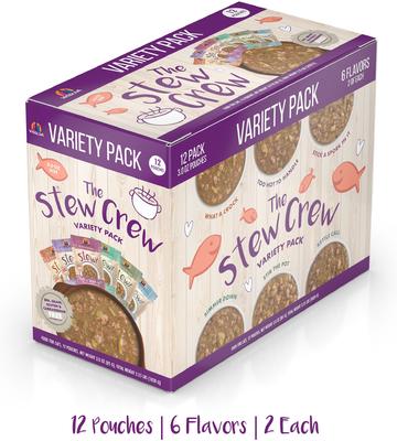 Show full view: Weruva Classic Stews The Stew Crew Variety Pack Grain-Free Wet Cat Food, 3-oz pouch, case of 12 slide 3 of 10