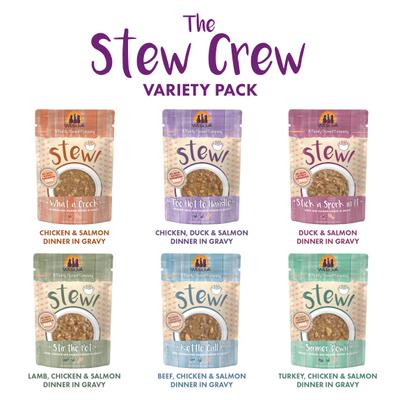 Show full view: Weruva Classic Stews The Stew Crew Variety Pack Grain-Free Wet Cat Food, 3-oz pouch, case of 12 slide 4 of 10