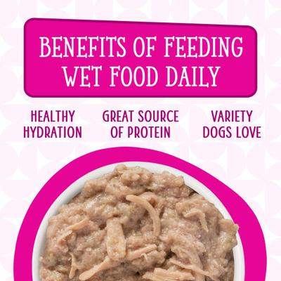 Show full view: Weruva Dogs in the Kitchen Fowl Ball with Chicken Breast & Turkey Au Jus Grain-Free Dog Food Pouches, 2.8-oz pouch, 12 count slide 8 of 12