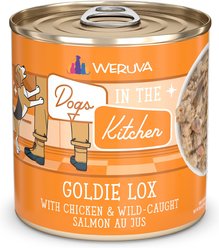 Weruva Dogs in the Kitchen Goldie Lox with Chicken & Wild Caught Salmon Au Jus Grain-Free Canned Dog Food, 10-oz can, 12 count