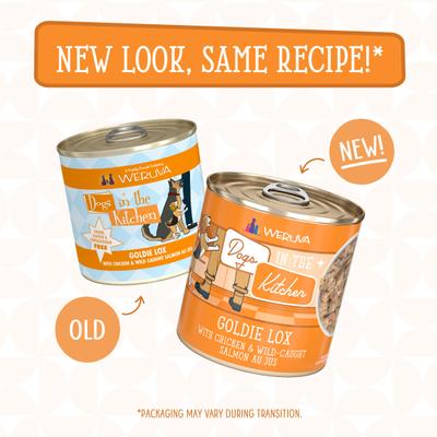 Show full view: Weruva Dogs in the Kitchen Goldie Lox with Chicken & Wild Caught Salmon Au Jus Grain-Free Canned Dog Food, 10-oz can, 12 count slide 9 of 12