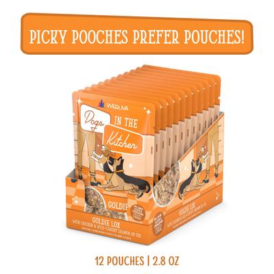Show full view: Weruva Dogs in the Kitchen Goldie Lox with Chicken & Wild Caught Salmon Au Jus Grain-Free Dog Food Pouches, 2.8-oz pouch, 12 count slide 3 of 12
