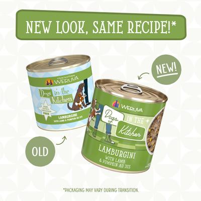 Show full view: Weruva Dogs in the Kitchen Lamburgini with Lamb & Pumpkin Au Jus Grain-Free Canned Dog Food, 10-oz can, 12 count slide 9 of 12