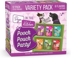 Weruva Dogs in the Kitchen Pooch Pouch Party! Variety Pack Grain-Free Dog Food Pouches, 2.8-oz Pouches, 12 count