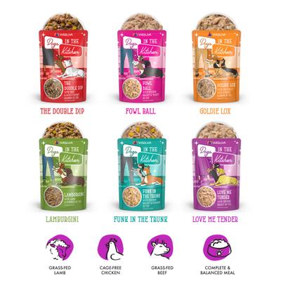 Show full view: Weruva Dogs in the Kitchen Pooch Pouch Party! Variety Pack Grain-Free Dog Food Pouches, 2.8-oz Pouches, 12 count slide 4 of 12