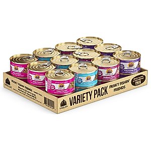 Weruva Frisky Fishin' Friends Variety Pack Grain-Free Canned Cat Food, 3-oz, case of 24