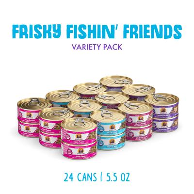 Show full view: Weruva Frisky Fishin' Friends Variety Pack Grain-Free Canned Cat Food, 5.5-oz, case of 24 slide 3 of 13