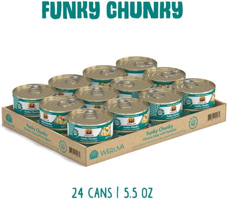 Show full view: Weruva Funky Chunky Chicken Soup with Pumpkin Grain-Free Canned Cat Food, 5.5-oz, case of 24 slide 3 of 13