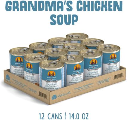 Show full view: Weruva Grandma's Chicken Soup with Chicken & Veggies Grain-Free Canned Dog Food, 14-oz, case of 12 slide 3 of 13