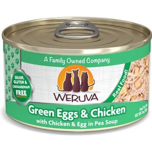 Weruva Green Eggs & Chicken with Chicken, Egg & Greens in Gravy Grain-Free Canned Cat Food, 3-oz, case of 24