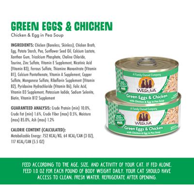 Show full view: Weruva Green Eggs & Chicken with Chicken, Egg & Greens in Gravy Grain-Free Canned Cat Food, 3-oz, case of 24 slide 5 of 13