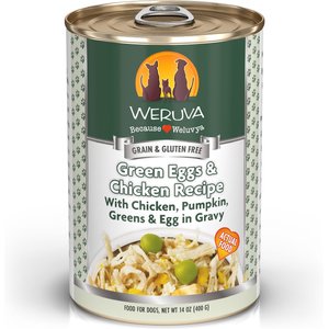 Weruva Green Eggs & Chicken with Chicken, Egg, & Greens in Gravy Grain-Free Canned Dog Food, 14-oz, case of 12