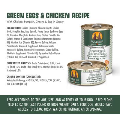 Show full view: Weruva Green Eggs & Chicken with Chicken, Egg, & Greens in Gravy Grain-Free Canned Dog Food, 14-oz, case of 12 slide 5 of 13