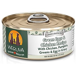 Weruva Green Eggs & Chicken with Chicken, Egg, & Greens in Gravy Grain-Free Canned Dog Food, 5.5-oz, case of 24