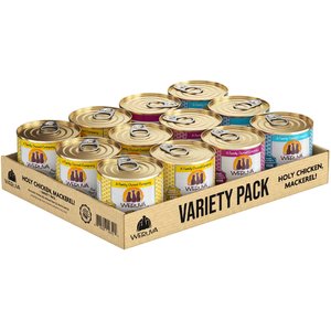 Weruva Holy Chicken Mackerel Variety Pack Grain-Free Canned Cat Food, 10-oz, case of 12