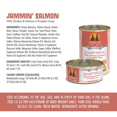 Show full view: Weruva Jammin' Salmon with Chicken & Salmon in Pumpkin Soup Grain-Free Canned Dog Food, 5.5-oz, case of 24 slide 5 of 12