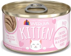 Weruva Kitten Chicken Breast Formula in a Hydrating Puree Wet Cat Food, 3-oz can, case of 4