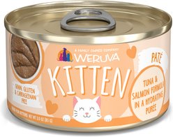 Weruva Kitten Tuna & Salmon Formula in a Hydrating Puree Wet Cat Food, 3-oz can, case of 4