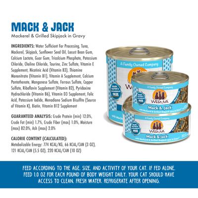 Show full view: Weruva Mack & Jack with Mackerel & Grilled Skipjack Grain-Free Canned Cat Food, 5.5-oz, case of 24 slide 5 of 13