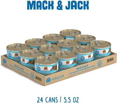 Show full view: Weruva Mack & Jack with Mackerel & Grilled Skipjack Grain-Free Canned Cat Food, 5.5-oz, case of 24 slide 3 of 13