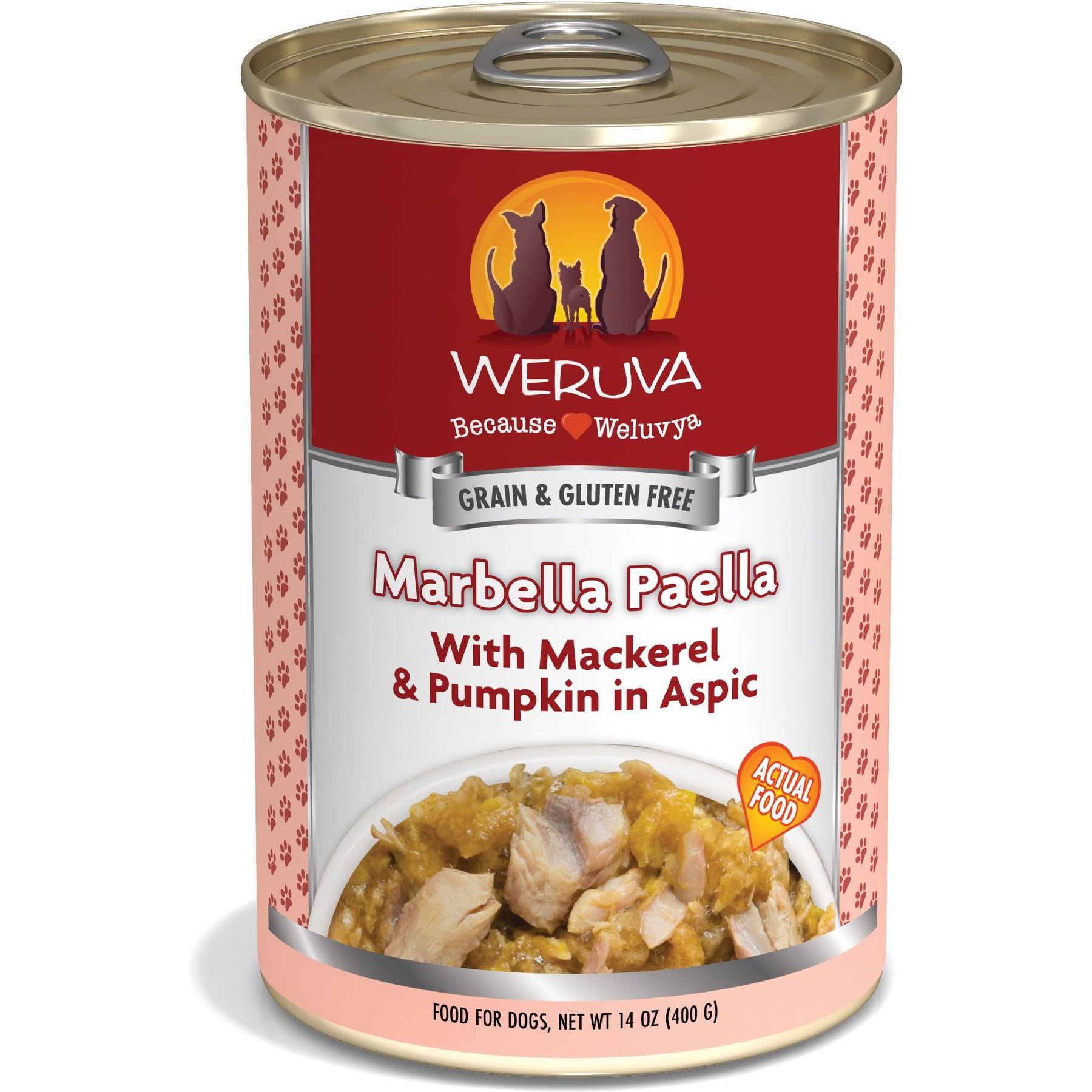 Weruva Marbella Paella Mackerel & Pumpkin Dog Food, 14-oz can, 12 ct