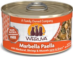 Weruva Marbella Paella with Mackerel, Shrimp & Mussels Grain-Free Canned Cat Food, 3-oz, case of 24