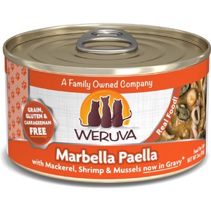 Weruva Marbella Paella with Mackerel, Shrimp & Mussels Grain-Free Canned Cat Food, 3-oz, case of 24