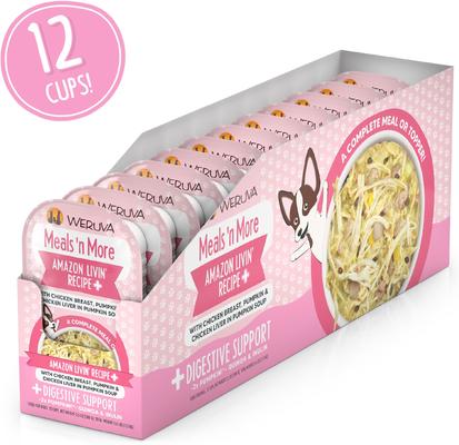 Show full view: Weruva Meals 'n More Natural Wet Dog Food, Amazon Livin' Plus Digestive Support, 3.5-oz cup, 12 count slide 3 of 13