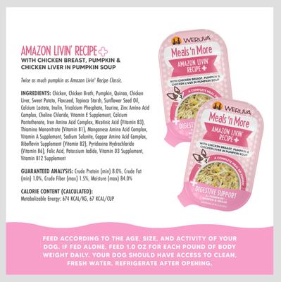 Show full view: Weruva Meals 'n More Natural Wet Dog Food, Amazon Livin' Plus Digestive Support, 3.5-oz cup, 12 count slide 5 of 13