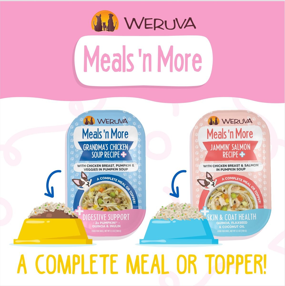 Weruva Meals 'n More Natural Wet Dog Food, Belly Belly Nice! Digestive Support Variety Pack, 3.5-oz cup, 10 count