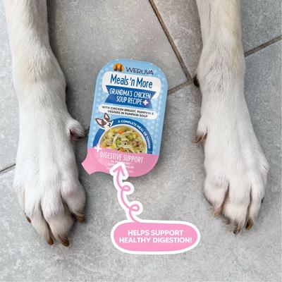 Show full view: Weruva Meals 'n More Natural Wet Dog Food, Belly Belly Nice! Digestive Support Variety Pack, 3.5-oz cup, 10 count slide 10 of 13