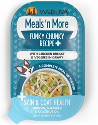 Weruva Meals 'n More Natural Wet Dog Food, Funky Chunky Plus Skin & Coat Health, 3.5-oz cup, 12 count