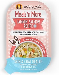 Weruva Meals 'n More Natural Wet Dog Food, Jammin' Salmon Plus Skin & Coat Health, 3.5-oz cup, 12 count