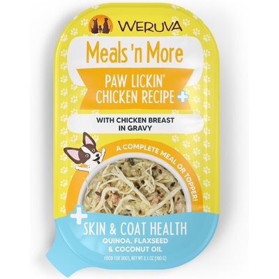 Weruva Weruva Meals 'n More Natural Wet Dog Food, Paw Lickin’ Chicken Plus Skin & Coat Health, 3.5-oz cup, 12 count