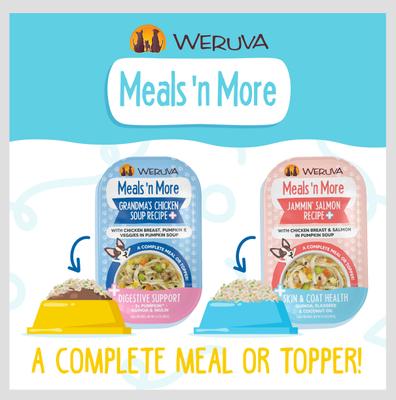 Show full view: Weruva Meals 'n More Natural Wet Dog Food, Paw Lickin’ Chicken Plus Skin & Coat Health, 3.5-oz cup, 12 count slide 8 of 13
