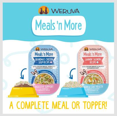 Show full view: Weruva Meals 'n More Natural Wet Dog Food, Steak Frites Dinner Plus Skin & Coat Health, 3.5-oz cup, 12 count slide 8 of 13