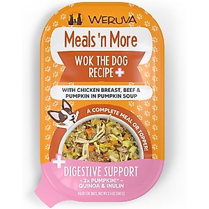 Weruva Meals 'n More Natural Wet Dog Food, Wok The Dog Plus Digestive Support, 3.5-oz cup, 12 count