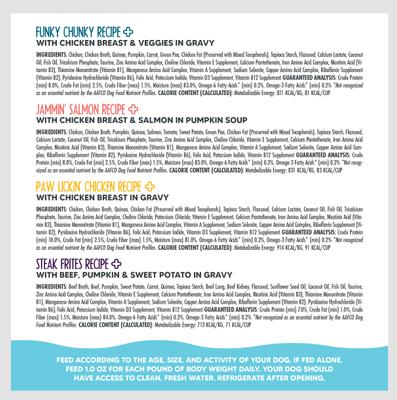 Show full view: Weruva Meals 'n More Natural Wet Dog Food, Woof Woof Floof! Skin & Coat Health Variety Pack, 3.5-oz cup, 10 count slide 5 of 13