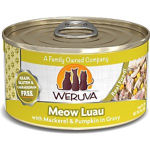 Weruva Meow Luau with Mackerel & Pumpkin Grain-Free Canned Cat Food, 3-oz, case of 24