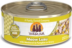 Weruva Meow Luau with Mackerel & Pumpkin Grain-Free Canned Cat Food, 5.5-oz, case of 24