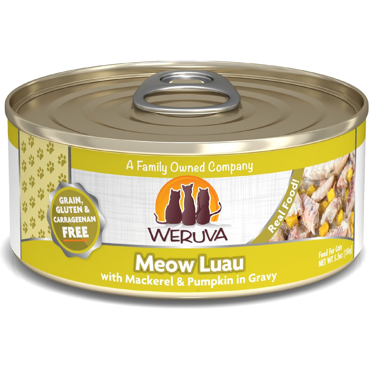 Weruva Meow Luau with Mackerel & Pumpkin Canned Cat Food, 5.5-oz, 24ct
