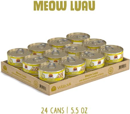 Show full view: Weruva Meow Luau with Mackerel & Pumpkin Grain-Free Canned Cat Food, 5.5-oz, case of 24 slide 3 of 13
