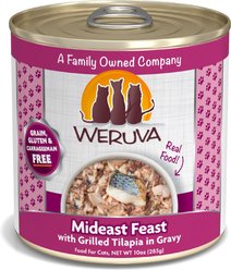 Weruva Mideast Feast Grilled Tilapia in Gravy Grain-Free Wet Cat Food, 10-oz, case of 12