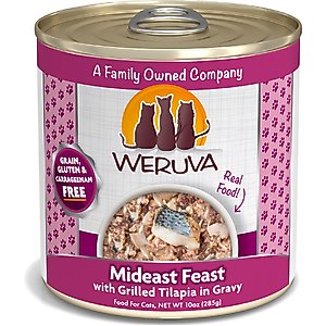Weruva Mideast Feast Grilled Tilapia in Gravy Grain-Free Wet Cat Food, 10-oz, case of 12